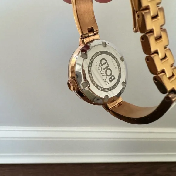 Movado Bold Rose Gold Bangle Watch with Crystal Detail - Picture 7 of 7